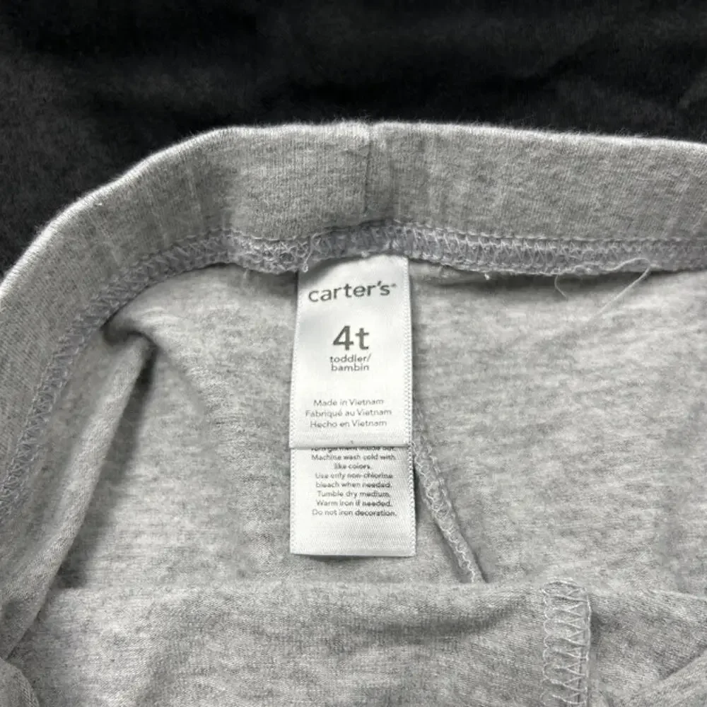 Carters Girls Leggings‎ 4T Grey Blue Button EUC
